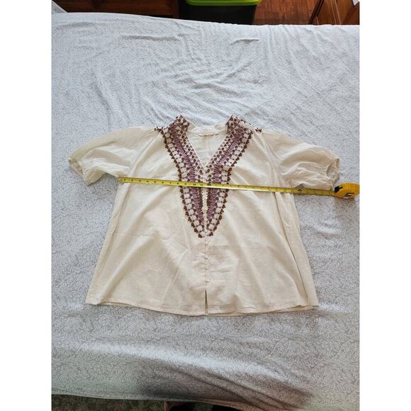 Anthropologie Embroidered Beaded Peasant Blouse, Used, Plus Size 1X - Picture 6 of 8
